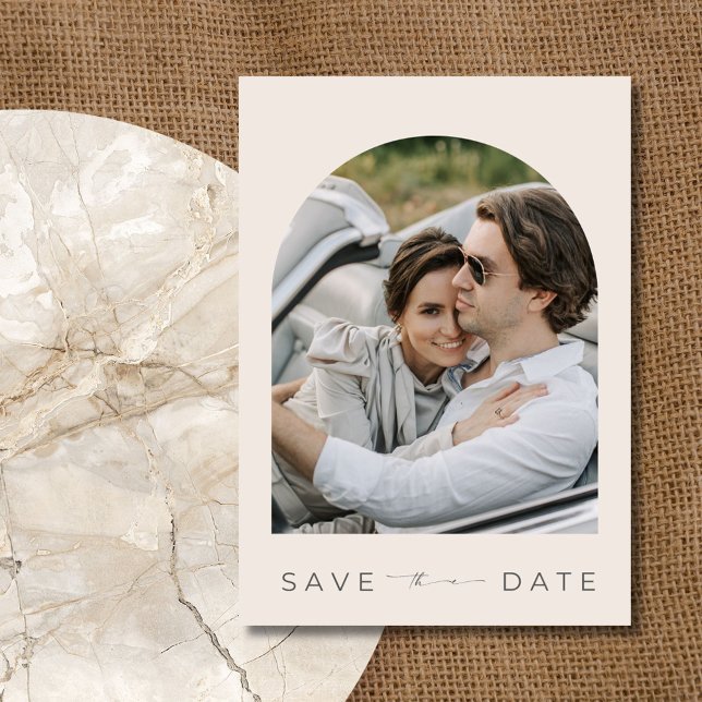 Reserve A Data Casamento Moderno de Foto em Arch Elegante (Elegant Arch Photo Modern Wedding Save The Date)
