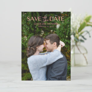 Reserve A Data Casamento Moderno de Foto Rosa Chic