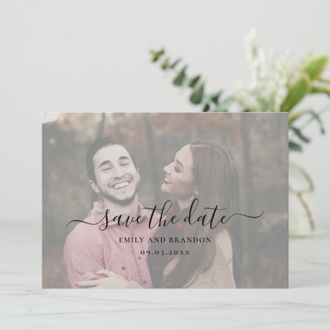 Reserve A Data Casamento Moderno de Fotografia de Script Elegante (Em pé/Frente)