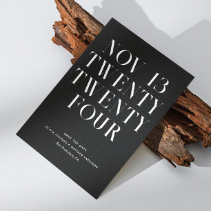 Reserve A Data Casamento Moderno de Gravata Preta. Minimalista Fo