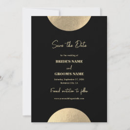Reserve A Data Casamento moderno de preto e Abstrato Dourado cont