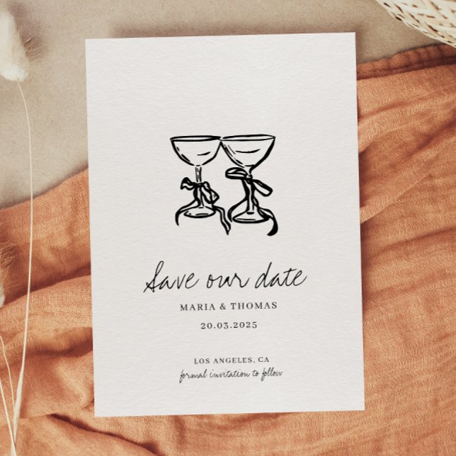 Reserve A Data Casamento Moderno Desenhado à Mão Salve a Data (Criador carregado)