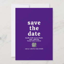 Reserve A Data Casamento Moderno do Código QR Roxo de Fonte Retro