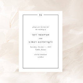 Reserve A Data Casamento Moderno do Monograma Branco e Preto eter