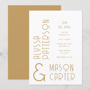 Reserve A Data Casamento Moderno Dourado Elegante Salvar A Data