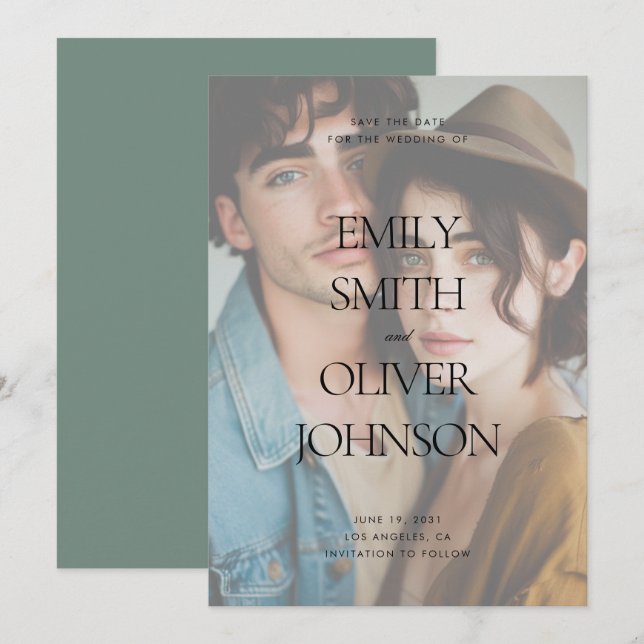 Reserve A Data Casamento Moderno Elegante com Foto Completa em Sa (Frente/Verso)