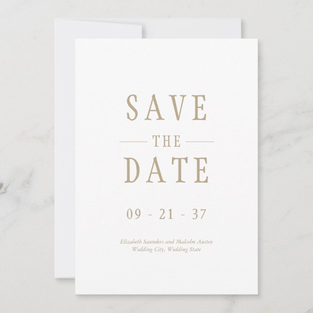 Reserve A Data Casamento Moderno Elegante Ouro Branco (Frente)