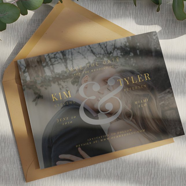 Reserve A Data Casamento moderno em falso véu com foto personaliz (Criador carregado)