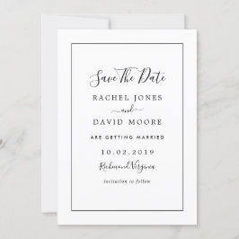 Reserve A Data Casamento Moderno em Preto e Branco