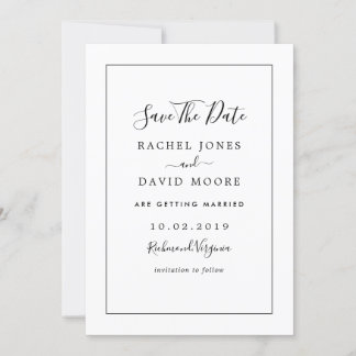 Reserve A Data Casamento Moderno em Preto e Branco
