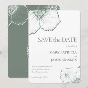 Reserve A Data Casamento Moderno Floral de Sage Verde Minimalista