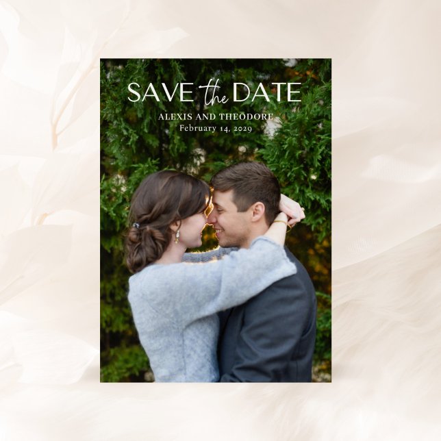 Reserve A Data Casamento Moderno Foto Preto e Branco Chic (Criador carregado)