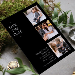 Reserve A Data Casamento Moderno Foto Quatro Preto Branco