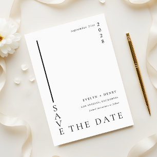 Reserve A Data Casamento Moderno Linha Preta Simples Minimalista