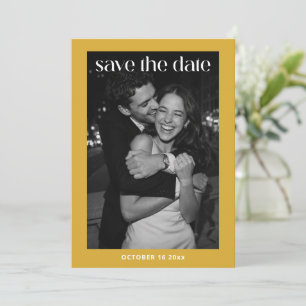 Reserve A Data Casamento Moderno Minimalista Amarelo Mostarda Fot