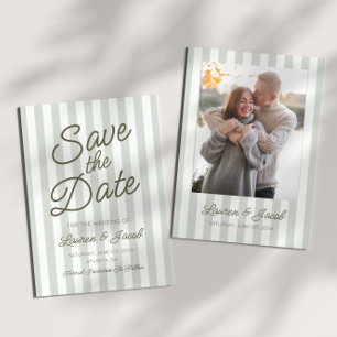 Reserve A Data Casamento Moderno Minimalista com Listras Verdes