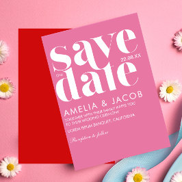 Reserve A Data Casamento Moderno Minimalista Cor-de-rosa Brilhant