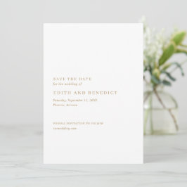 Reserve A Data Casamento Moderno Minimalista Dourado