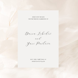 Reserve A Data Casamento Moderno Minimalista Negro e Branco