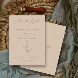 Reserve A Data Casamento Moderno Minimalista Terra Cotta Calliogr