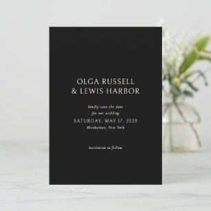 Reserve A Data Casamento Moderno Negro Simples
