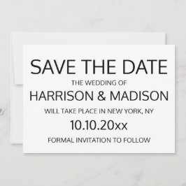 Reserve A Data Casamento Moderno preto e branco Salvar a Data