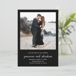 Reserve A Data Casamento Moderno Preto Foto Limpa