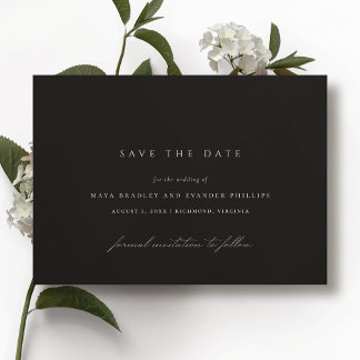 Reserve A Data Casamento Moderno Preto | Minimalista Elegante e S