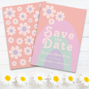 Reserve A Data Casamento Moderno Retro Anos 70 Pastel