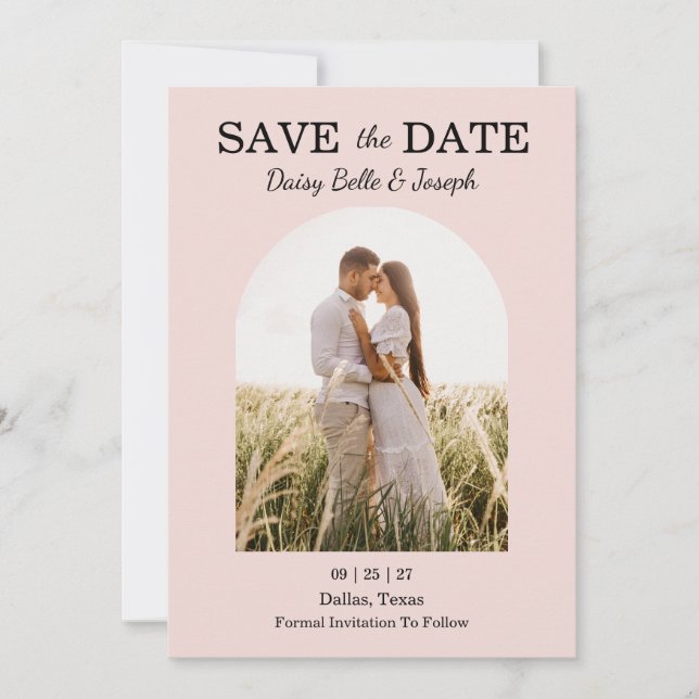 Reserve A Data Casamento Moderno Rosa Blush (Frente)