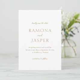Reserve A Data Casamento Moderno Simples Dourado Bold
