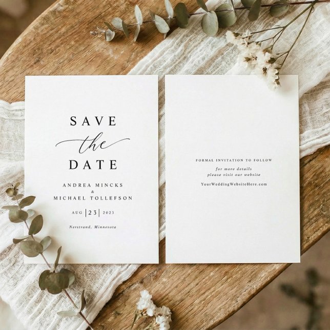 Reserve A Data Casamento Moderno Simples e Elegante (Simple elegant wedding save the date card in black and white.)