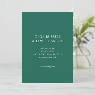Reserve A Data Casamento Moderno Simples Emerald Green