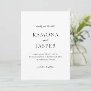 Reserve A Data Casamento Moderno Simples Negro e Branco