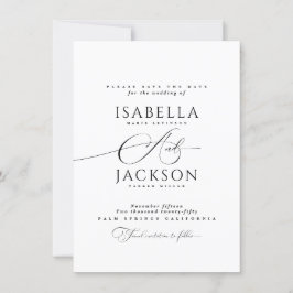 Reserve A Data Casamento Moderno Simples Negro e Branco