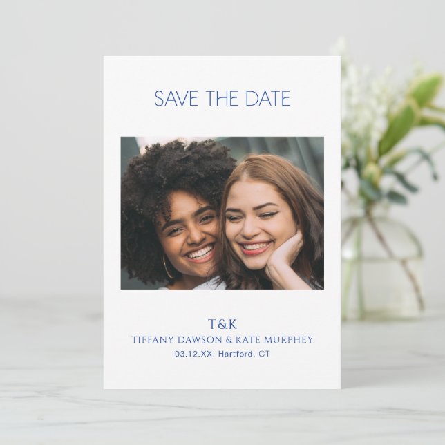 Reserve A Data Casamento Moderno Tiffany Cobalt Azul Ousado (Em pé/Frente)