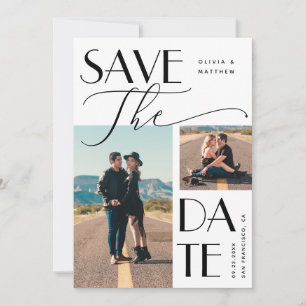 Reserve A Data Casamento Moderno Tipografia Negrito Multi Foto