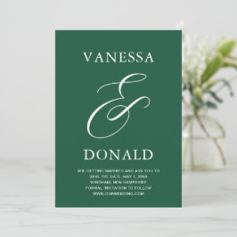 Reserve A Data Casamento Moderno Verde Esmeralda de Vanessa