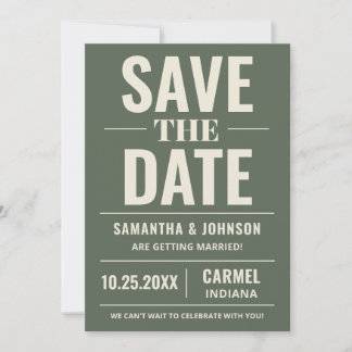 Reserve A Data Casamento Moderno Verde Salvia Personalizado