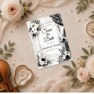 Reserve A Data Casamento Monocromático Elegante