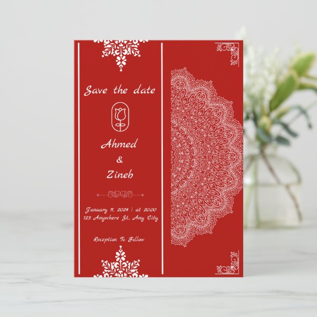 Reserve A Data Casamento Muçulmano Salve a Data (Em pé/Frente)