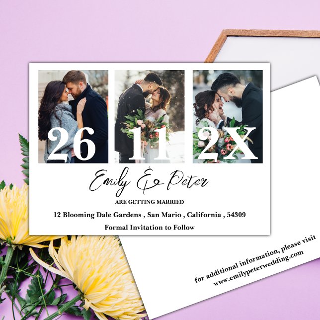 Reserve A Data Casamento multifoto legante Salvar a data (Elegant Multi Photo Wedding Save the Date Invitation)