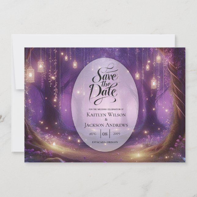 Reserve A Data Casamento na Floresta Encantada de Violeta à Meia- (Frente)