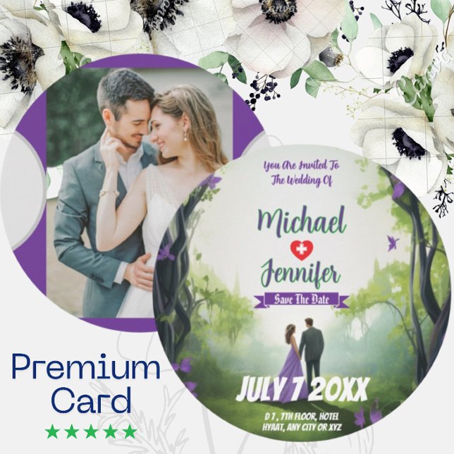 Reserve A Data Casamento na Floresta Roxa, Foto Personalizada, Sa (Criador carregado)