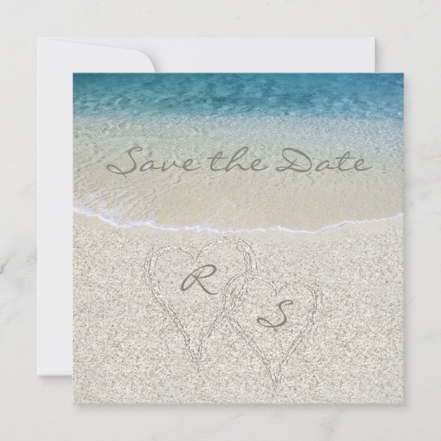 Reserve A Data Casamento na Praia com Brilho Save the Date (Frente)