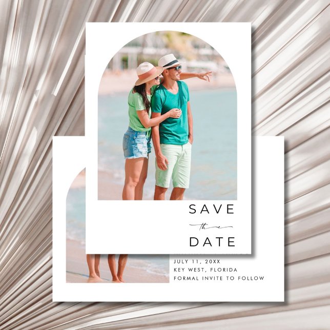 Reserve A Data Casamento na Praia com Palmeira Tropical (Tropical Palm Tree Beach Wedding Save The Date)