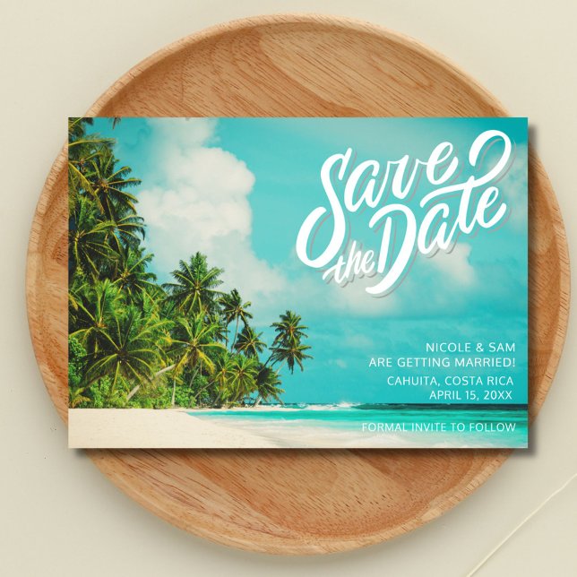 Reserve A Data Casamento na Praia Tropical da Costa Rica - Salve  (Costa Rica Tropical Beach Wedding Save The Date)