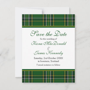 Reserve A Data Casamento nacional do Tartan irlandês Salve o Cart