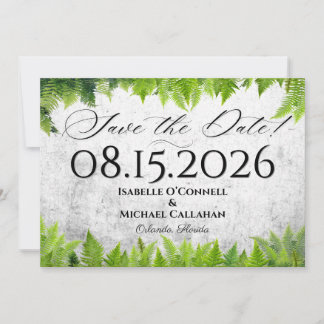 Reserve A Data Casamento Natural Elegante Folha de Samambaia Româ