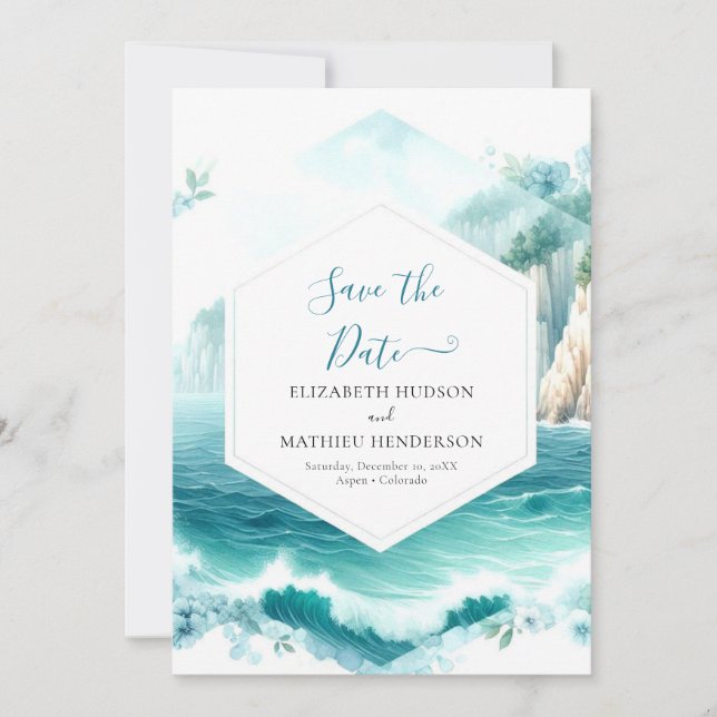 Reserve A Data Casamento Náutico Adorável Editável (Frente)
